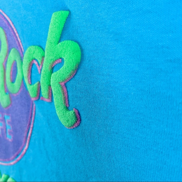 HARD ROCK Puffy Graphic Vintage 90s Hyper Wave Neon Cuff Sleeve Tshirt Skate Y2K - Picture 6 of 7